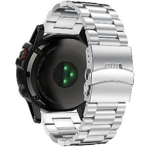 Curea ceas Smartwatch Garmin Fenix 3, 26 mm Otel inoxidabil iUni Silver