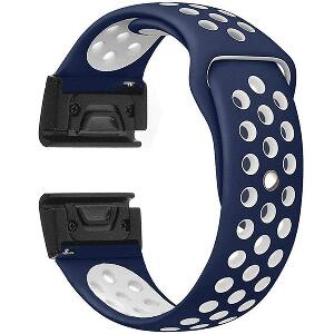 Curea ceas Smartwatch Garmin Fenix 5, 22 mm iUni Silicon Sport Albastru-Alb