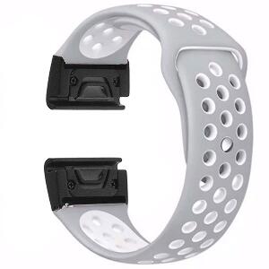Curea ceas Smartwatch Garmin Fenix 5, 22 mm iUni Silicon Sport Gri-Alb