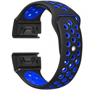 Curea ceas Smartwatch Garmin Fenix 5, 22 mm iUni Silicon Sport Negru-Albastru