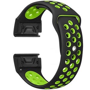 Curea ceas Smartwatch Garmin Fenix 5, 22 mm iUni Silicon Sport Negru-Verde