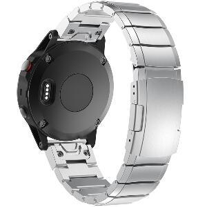 Curea ceas Smartwatch Garmin Fenix 5, 22 mm Otel inoxidabil iUni Silver Link Bracelet