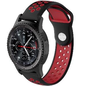 Curea ceas Smartwatch Samsung Gear S2, iUni 20 mm Silicon Sport Black-Red