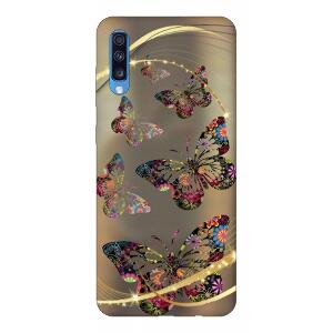 Husa Silicon Soft Upzz Print Samsung A70 Model Golden Butterfly