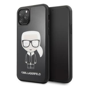 Husa Premium Karl Lagerfeld iPhone 11 Pro Glitter Iconic Karl Head Negru