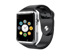Ceas Smartwatch Techstar® A1, Camera Foto, Ecran 1.54inch, Bluetooth, Compatibil SIM si MicroSD, Apelare, Argintiu