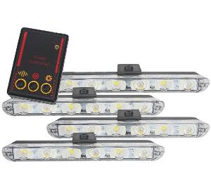 Set 4x6 Lumini LED Tip Stroboscop De Avertizare Flash Rosu si Albastru Alimentare 12V