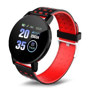 Ceas Smartwatch Techstar® 119 Rosu, 1.3 inch IPS, Monitorizare Cardiaca, Tensiune. Oxigenare, Sedentary, Bluetooth, IP65