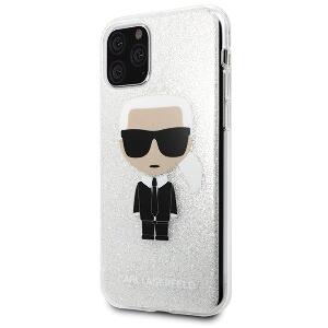 Husa Premium Karl Lagerfeld iPhone 11 Pro Max Glitter Karl Argintiu, Silicon