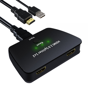 Splitter HDMI 4K cu 1 intrare si 2 iesiri si extractor audio ce suporta UHD 4Kx2K@60Hz 3840 x 2160p si 3D negru