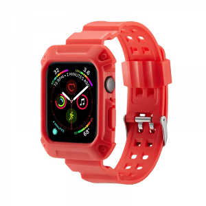 Curea cu husa 2 in 1 sport antisoc din silicon pentru Apple Watch 4 Series 44mm rosu