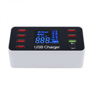 Statie de incarcare 40W Smart USB Quick Charge 3.0 7x USB 2.0 USB Type-C cu afisaj LED alb