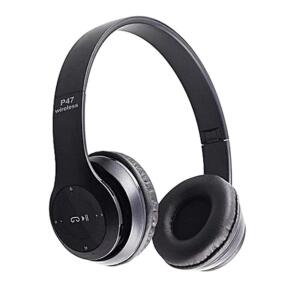 Casti Audio Wireless Bluetooth P47, Radio FM, Card SD, Microfon Incorporat, 10m, Pliabile, Negru