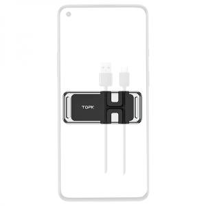 Mini suport auto magnetic TOPK pentru telefon cu organizator cabluri 2 sloturi prindere cu nano-adeziv negru