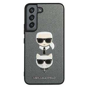 Husa Karl Lagerfeld Compatibila Cu Samsung Galaxy S22, Saffiano Karl Si Choupette Head, Silver - 47016