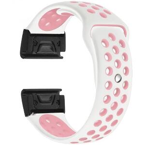 Curea ceas Smartwatch Garmin Fenix 3 / Fenix 5X, 26 mm iUni Silicon Sport Alb-Roz pal