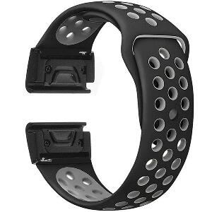 Curea ceas Smartwatch Garmin Fenix 3 / Fenix 5X, 26 mm iUni Silicon Sport Negru-Gri