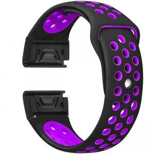 Curea ceas Smartwatch Garmin Fenix 3 / Fenix 5X, 26 mm iUni Silicon Sport Negru-Mov