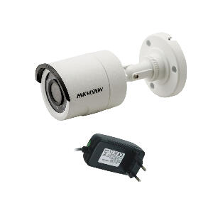 Camera supraveghere exterior Hikvision TurboHD DS-2CE16C0T-IRPF, 1 MP, IR 20 m, 2.8 mm + alimentator