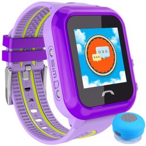 Ceas GPS Copii, iUni Kid27, Touchscreen 1.22 inch, BT, Telefon incorporat, Buton SOS, Mov + Boxa Cadou