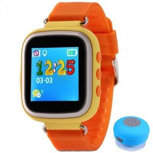 Ceas Smartwatch cu GPS Copii iUni Kid90, Telefon incorporat, Buton SOS, BT, LCD 1.44 Inch, Orange + Boxa Cadou