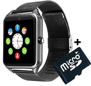 Ceas Smartwatch cu Telefon iUni Z60, Curea Metalica, Touchscreen, Camera, Aluminiu + Card MicroSD 4GB