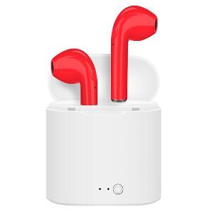 Casti Audio Wireless cu Bluetooth i7S Rosu Tip in-ear pentru IOS si Android