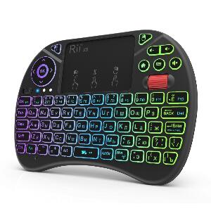 Tastatura Techstar® Rii X8, RGB, Wireless, Scroll, TouchPad, Controller, Iluminata RGB, Voice