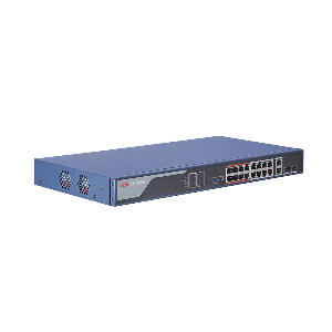 Switch cu 16 porturi PoE Hikvision S-3E0318P-E (B), 4000 MAC, 5.356 Mbps, fara management