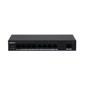 Switch cu 9 porturi Dahua PFS3009-8ET1GT-96, 2000 MAC, 3.6 Gbps, fara management, 250 m, PoE