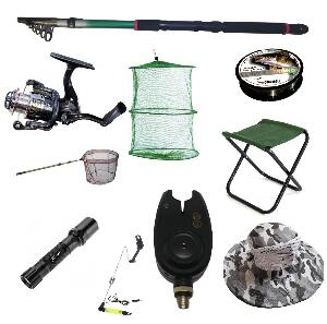 Set cu lanseta pescuit telescopica 3.6m, mulineta QFC1000 pentru Pescuit Sportiv si accesorii