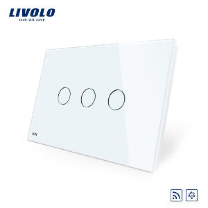 Intrerupator triplu wireless cu variator cu touch Livolo din sticla – standard italian