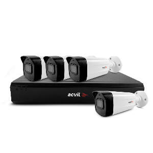Sistem supraveghere exterior basic Acvil Pro ACV-B4EXT40-4K, 4 camere, 4K, IR 40 m, 2.8 mm, audio prin coaxial