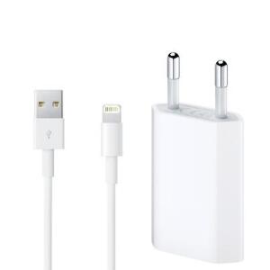 Incarcator iPhone si iPad Lightning, Normal charge, USB, 5V 1A, alb + Cablu Lightning