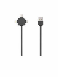 Cablu USB-C / micro-USB / Lightning - 1,5m - Gri