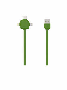 Cablu USB-C / micro-USB / Lightning - 1,5m - Verde
