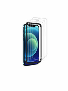 Set 3 bucati folie de sticla Quasar&Co., Iphone 12 Pro Max, 2.5D, 0.25 mm, cu rama de ghidaj pentru montare