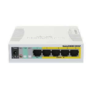 Switch cu 5 porturi Gigabit MikroTik CSS106-1G-4P-1S, port SFP, cu management, PoE pasiv