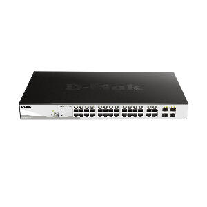 Switch cu 24 porturi D-Link DGS-1210-24, 4 porturi SFP, 56 Gbps, 41.7 Mpps, 8.000 MAC, 1U, cu management