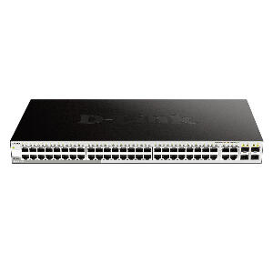 Switch cu 48 porturi D-Link DGS-1210-52, 4 porturi SFP, 104 Gbps, 77.4 Mpps, 16.000 MAC, 1U, cu management