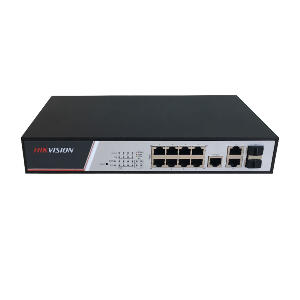 Switch cu 8 porturi Hikvision DS-3E2310P, 2 porturi Gigabit combo uplink, 10 Gbps, 5.6 Mpps, 8.000 MAC, PoE, cu management