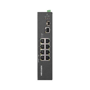 Switch cu 8 porturi Hikvision DS-3T0310HP-E/HS, 2 porturi Hi-PoE, 1 port SFP, 5.6 Gbps, 4.1664 Mpps, 2.000 MAC, fara management