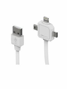 Cablu USB DesignNest 9002/UC80CN, 0.8 m, Apple, Micro+Mini USB, Alb