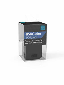 USBcube Original DesignNest 10465BK/EUOUMC, 4 porturi, USB-A, 3.9 x 3.9 x 3.9 cm, Negru