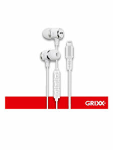 Casti Grixx GRHIE8PINWT01, cu telecomanda, microfon, nylon impletit, Alb