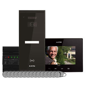 Kit videointerfon Electra Touch Line Smart+ VKM.P1SR.T7S4.ELB04, RFID, 1 familie, aparent, 7 inch