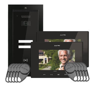 Kit videointerfon Electra Touch Line Smart+ VKM.P2FR.T7S4.ELB04, RFID, 2 familii, ingropat, 7 inch