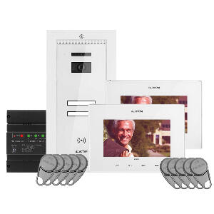Kit videointerfon Electra Touch Line Smart+ VKM.P2FR.T7S4.ELW04, RFID, 2 familii, ingropat, 7 inch