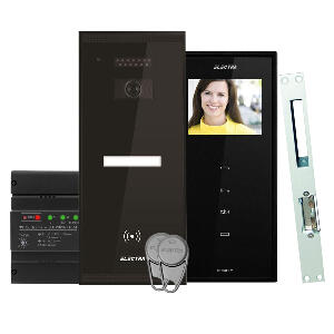 Set videointerfon Electra Smart VID-ELEC-14, RFID, 1 familie, aparent, 3.5 inch