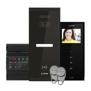 Set videointerfon Electra Smart VID-ELEC-19, RFID, 1 familie, aparent, 3.5 inch